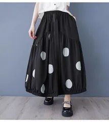 新品 2026新作 モード系  プラスサイズ  レディース  春夏  水玉  プリント  プリーツ  スプライシング  ランタンスカート  カバークロス  伸縮性ウエスト  ファッションスカート  女性用