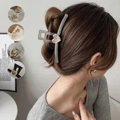 ヘアクリップ レディース 春夏秋冬 ハート 大きめ バンスクリップ 髪留め ヘアアクセ 合成樹脂 合金 上品 大人女性 おしゃれ きれいめ 黒