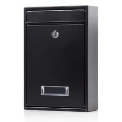 【大人気】Jssmst（ジェスマット） メールボックス ポスト 郵便受け 壁掛け キーロック式 鍵付き 金属製 Mail-06 (ブラック キーロック)