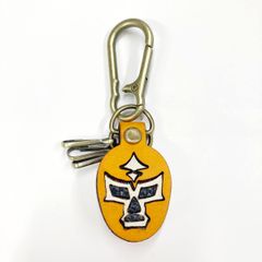 キーチェーン オレンジ キーホルダー キーケース プロレス キーリング 革 レザー メキシカンプロレス メキシコ ルチャリブレ 覆面レスラ－