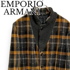 EMPORIO ARMANI エンポリオ アルマーニ グレー×イエロー チェック柄 ブルゾン 綿混  メンズカジュアル