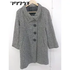 ◇ COMME CA ISM コムサイズム ウール混 チェック 長袖 コート サイズM ホワイト ブラック レディース  【中古】 【1201180002207】