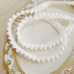 ブレード★ポンポンブレード★白★ホワイト★12mm幅★1.5m〈RT0013W〉ドール服　ラッピング　デコ　スクラップブッキング　コラージュ