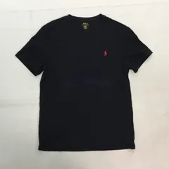 ■POLO RALPH LAUREN ポロラルフローレン Tシャツ トップス 半袖 CUSTOM FIT コットン ブラック M メンズ Vネック ポニー刺繍 0.14kg