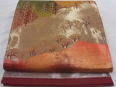 平和屋着物■六通柄袋帯　遠山樹林文　金銀糸　逸品　n-mz5252