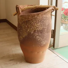 お値下げしました⤵信楽焼傘立て 金茶壷 高さ45cm