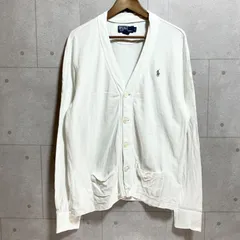 Polo By Ralph Lauren ポロバイラルフローレン カーディガン 鹿の子 ポニー 刺繍 ワンポイント ヴィンテージ オールド L ホワイト 白 メンズ SG329-7