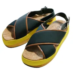 マルニmarniサンダル39美品 美品 MARNI マルニ レザー オープントゥ スリングバック ウェッジ