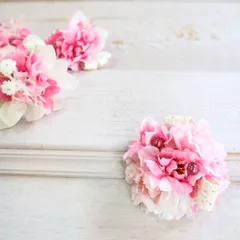 桜のコサージュ　桜　八重桜　パール　コットンリボン　ピンク　入園式　卒園式　入学式　卒業式　大人フォーマル