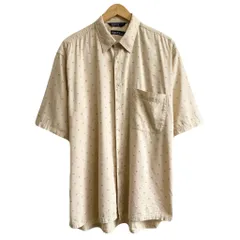 90's nautica ノーティカ  総柄 柄シャツ コットン レーヨン 半袖シャツ 胸ポケット付き アイボリー×多色 Lサイズ No.Y826