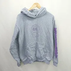 ◇ ⊇ ブレインデッド イラストプリント 長袖 プルオーバーパーカー サイズM ライトブルー系 レディース E  【1507160021412】
