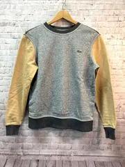 LACOSTE ラコステ 長袖 トレーナー スウェット LIVE 袖切り替え ロゴワッペン グレー系