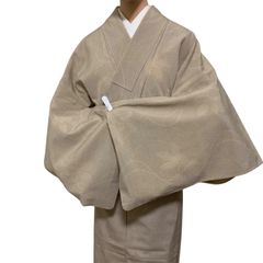 R-1310　単衣　着物　紬　絹　裄64.5センチ　レディース