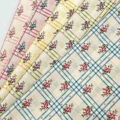 チェックバラ柄15枚/29×49cm/綿100%/ シャーティング/YUWA/生地布/Y-856