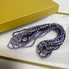 【送料無料】淡水パール/紫系/パープル系/ケシパール/4連ネックレス/箱付き/中古品