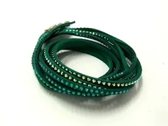 ■新品同様■ SWAROVSKI スワロフスキー スレイク クリスタル スエード 2連 ブレスレット アクセサリー グリーン系 DH9329