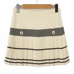 モルガン MORGAN スカート ニット プリーツ ウール混 36 アイボリー