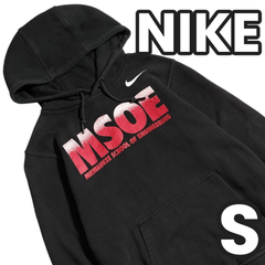 【フロントビッグロゴ✨】　NIKE　プルオーバーパーカー MSOE ミルウォーキー バスケ　黒　Ｓ