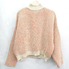 ◇ ⊇ select MOCA セレクト モカ ストライプ柄 長袖 ニット セーター サイズF ベージュ オレンジ レディース E  【1502060045315】