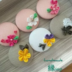 つまみ細工　くるみボタン　ヘアゴム