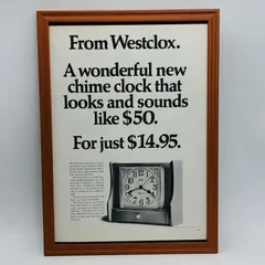 ビンテージ 広告　ポスター　『 ウエストクロックス　時計 　(Westclox) 』 1960's　額付　※当時物　オリジナル アメリカ 輸入雑貨　ヴィンテージ　雑誌　アドバタイジング 　アートフレーム　レトロ　 　( AZ2086 )