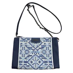 RE173 ANNA SUI アナスイ ショルダーバッグ　刺繍　ストロー　紺　水色　青系　レディース　希少　サコッシュ　斜めがけ