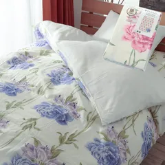 掛け 敷き 布団カバー 2点セット シングル 綿100% 上品 おしゃれ 花柄 フラワー かわいい 150×210cm 速乾 8ヶ所紐付き