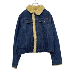 NEVADA ボアフリース デニムジャケット M インディゴ ベージュ レディース 古着卸 アメリカ仕入 a506-6052