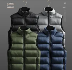 ベスト メンズ 中綿ベスト 防寒 保温 暖かい 立ち襟 ノースリーブ 上着 アウター トップス 無地 シンプル カジュアル おしゃれ 体型カバー 通勤 通学 秋 冬 コーデhjfs225