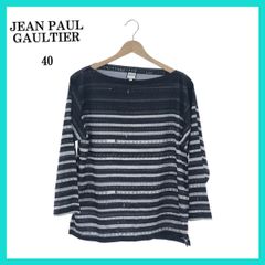 JEAN PAUL GAULTIER ジャンポールゴルティエ トップス カットソー 七分袖メジャー柄 レディース ブラック 40