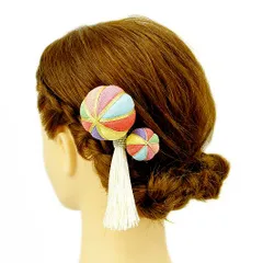 髪飾り 成人式 赤 振袖 前撮り 袴 花 浴衣 夏祭り 花火大会 豪華2点セット 紫 黄色 オレンジ 水色 緑 白 パステルカラー 玉か No.9-3621