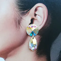 【受注製作】ピアス イヤリング  社交ダンス 競技 デモ 揺れる オーロラ クリスタルAB  L03