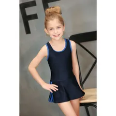 ☆ ブルー ☆ 130cm ☆ スクール水着 女の子 skl1622 スクール水着 女の子 ワンピース オールインワン サイド 3本ライン スカート ショートパンツ 一体型 キッズ 水着 一体型 ワンピース型水着 ネームタグ 紛失防止 伸縮性 裏地付き 裏地