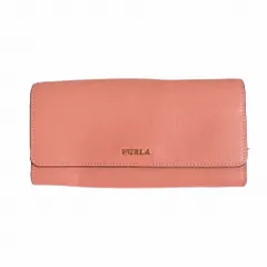 FURLA フルラ 2つ折り 長財布 ロングウォレット サーモンピンク レディース 【中古】