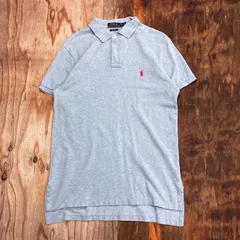 POLO RALPH LAUREN ポロ ラルフローレン CUSTOM FIT カスタムフィット 半袖 ポロシャツ グレー ポニー アイビー プレッピー Y2K 古着 VINTAG メンズ サイズ M MG163