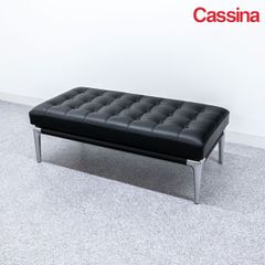 【展示品】Cassina カッシーナ L26 VOLAGE ヴォラージュ ベンチ オットマン スクエア アルミベース グライド レザー ブラック フィリップ・スタルク 定価72万
