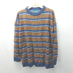 ◇ ⊇◎●未使用● CHERRY AKA ボーダー柄 ミドルゲージ 長袖 ニット サイズ表記なし ブラウン ブルー ホワイト レディース E  【1503310009231】