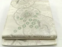 平和屋着物◎六通柄袋帯　唐織　花鳥文　銀糸　正絹　逸品　BAAT9646hj