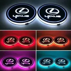 ☆幸運  新品未使用車載RGBイルミネーションコップコースターアクリル製2枚セットトヨタレクサス（LEXUS)ES NX RX IS CT UX汎用内装アクセサリーパーツ