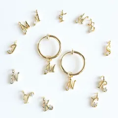 片耳ずつ 選べるイニシャル フープイヤリングK16GP 匿名配送