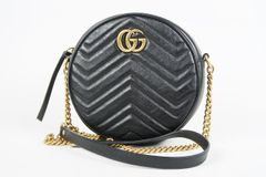 【超美品】GUCCI グッチ マーモント レザー ショルダーバッグ ブラック 550154・520981【SP6】