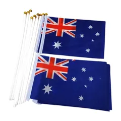 【特価セール】[F NODE] オーストラリア 国旗 ミニフラッグ 10点セット 8号（約21cm×14cm） 棒付き 豪州 英国 デザイン 小 グッズ ナショナルフラッグ 小旗 おしゃれ 由来 意味 色 販売 似ている ミニ 応援 ユニオンジャック