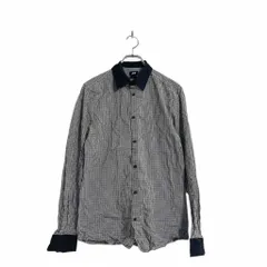 H&M 長袖 チェック シャツ レディース S ブラック ホワイト エイチアンドエム ギンガムチェック 古着卸 アメリカ仕入 a509-5292