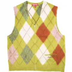 SUPREME シュプリーム 24SS BRUSHED ARGYLE ZIP UP VEST ブラッシュドアーガイルジップアップベスト XL Olive セーター Week1 ニット トップス g21693