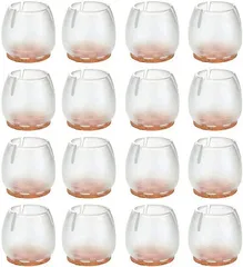 ColorfylCoco (カラフィルココ) イス脚キャップクリアー 椅子脚キャップ 16個 セット 丸脚専用 イス足カバー 椅子脚カバー 外径 17mm ～ 21mm 対応 騒音 床 キズ防止((2)サイズ： 17～21mmサイズの脚に使用可)