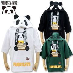 PANDIESTA 半袖ジップアップ パーカー L 肉球ポケット パンダ柄フード 