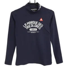 ルコック 長袖ハイネックシャツ ネイビー×白 フロントロゴプリント レディース S ゴルフウェア le coq sportif