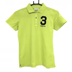 アディダス 半袖ポロシャツ ライトグリーン ロゴネイビー 袖3ライン レディース S/P ゴルフウェア adidas