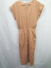 ◇ ⊂ nano universe ナノ ユニバース シンプル系 半袖 膝下丈 ワンピース サイズM オレンジ系 レディース E  【1507250007517】