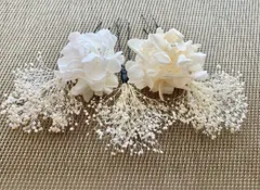 髪飾り大きめ5本セット　Uピン　プリザーブドカスミソウ　プリザーブドフラワー　大きめ　ヘアドレス　プリザーブドフラワー　ドライフラワー　成人式卒業式結婚式七五三